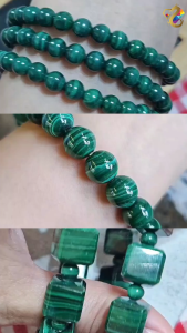 Collection Grade Malachite Bracelet (Single / 3 Rounds / Cube)