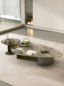 Elegant Minimalist Luxurious Irregular Shape Dark Brown Coffee Table