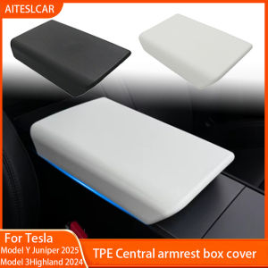 For Tesla Model Y Launch Juniper 2025 Model 3 Highland 2024 TPE Soft Case Center Console Arm Rest Lid Armrest Cover Accessories