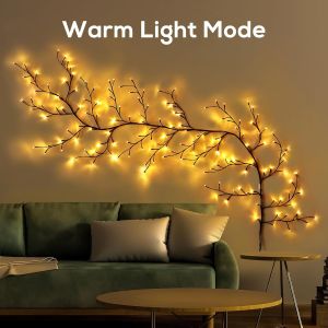 LED Rattan String Light Bendable Willow Vine Light Multiple Decorative Modes Suitable for Walls Bedrooms and Outdoor Spaces