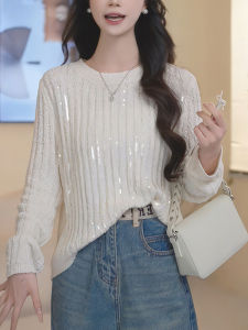 Designer Fashionable Loose Glitter Knitted Sweater