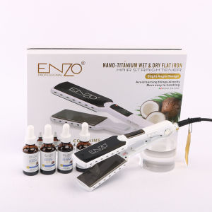 Catok ENZO profesional EN-5050 COCONUT Titanium Ceramic bonus 4pcs serum Dr.Enzo Smoothing Rebonding flat iron ion egret