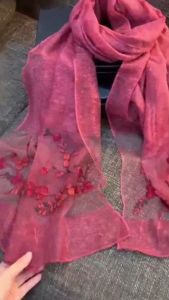 Khăn Lụa Dài KÈM HỘP - Khăn Lụa Dáng Dài Tơ Thêu Choàng Vai làm quà tặng phụ nữ mẹ bà bạn gái cô giáo ngày lễ kỷ niệm 8 3