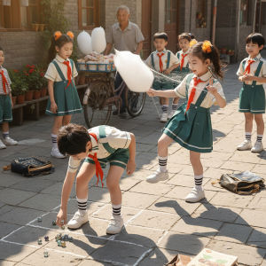 Retro 80s Childhood Performance Outfit Kindergarten Graduation Clothing Primary School Student Vintage Overalls Photography