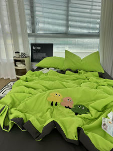 Dopamine Tree Towel Washed Cotton Summer Quilt Four-Piece Set Air Conditioner Quilt Single Double Bedding Polyester Fiber