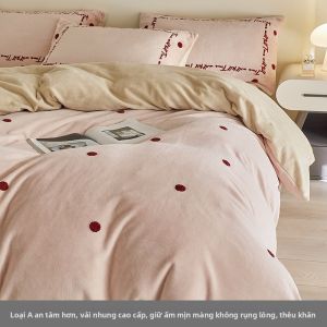 shui yang | Bộ Đồ Chăn Ga Gối 4 Món Bằng Vải Voan Sữa Dày 250g