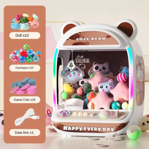 DIY Automatic Doll Machine Kids Coin Operated Play Game Mini Claw Catch Toy Crane Machines Music Doll for Christmas Gifts