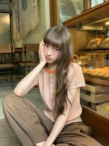 NIHAOKANONG | Áo Thun Mềm Mại Màu Đậm Nhạt Phong Cách Retro cho Mùa Hè