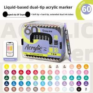 Double-Headed Acrylic Marker Pen Set for Students Art Majors Soft Hard Head Watercolor Pen 36 Colors 48 Colors 84 Colors