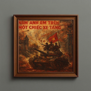 Tranh Nghệ thuật "Năm Anh Em Trên Một Chiếc Xe Tăng" VIETSMART ART - Acrylic 60 x 70cm
