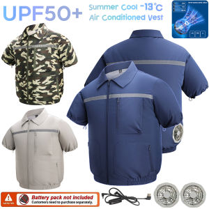 Summer Cool Vest Wearable Cooling 2 Fans Vest Air-conditioned Clothes USB Cooling Light Outdoor Sun Work Fishing Short Sleeve
