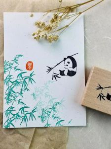 Panda Wooden Stamp Cultural Creative Stationery Retro Decorative Seal DIY Gift for Students Calligraphy Engraving Business Supplies