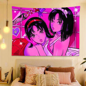 Tấm Thảm Phong Cách Hoạt Hình VIKAMA Angels & Demons Girl Dành Cho Phòng Ký Túc Xá & Phòng Ngủ Trang Trí Tường Ngọt Ngào Và Mát Mẻ Phông Nền Bằng Vải Polyester