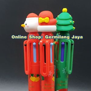 SPARROW Pen 6 warna / 6 Color Pen / Pen Karakter Lucu Cantik MERRY CHRISTMAS (7434)