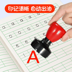Teachers Stamp Handwriting for Correcting Homework AA-A + BCD Stamp Kindergarten Teacher Teaching Praise Reward Children and Primary School Students Score Review Encourage Stamp Red Handle Press Seal