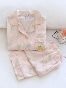 Childrens Spring Summer Silk Pyjamas Ice Silk Home Clothes Skin-friendly Long Pants Cute Fairy Air Conditioner Suit Set