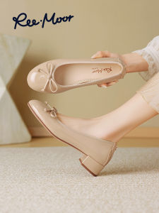 Reemoor | Bowed Square Toe Chunky Heeled Flat 1 Shoes