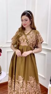 Daster Kimono Motif Bunga Terbaru Pakaian Santai Cantik Ibu Muda Dress Kekinian Bahan Rayon Premium Busui Kancing Depan