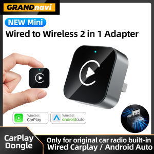 Grandnavi | Mini 2IN1 Wireless CarPlay Android Auto USB Adapter Dongle Smart Box Plug Play For VW Toyota Nissan Honda Ford Benz KIA