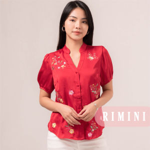 RIMINI - Atasan Wanita Blus Kondangan Lengan Pendek XS-XL - Inna Satin Top 85866