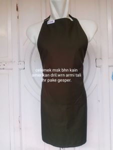 celemek masak cuci piring american drill tali pinggang menggunakan kunci tali leher menggunakan ring jalan cocok untuk celemek restoran cafe dapur kitchen kain tebal tidak panas saat di gunakan