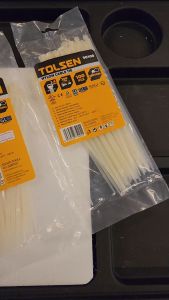 Tolsen 100pcs White Nylon Cable Tie Dupont PA66 (2.5 to 7.6mm | 100mm to 450mm) Zip Tie