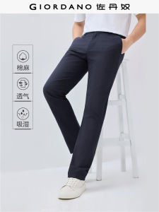 Giordano Mens Linen Cotton Casual Pants mid Low Waist Thin Style Fashion Urban Business Casual Straight Leg Trousers