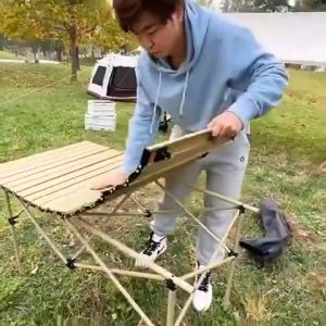 Portable Aluminum Alloy Outdoor Folding Picnic Table with Durable Rectangular Design Easy CarrySeat for 4-6 People
