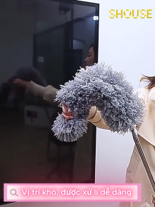 Chổi Quét Trần Bằng Sợi Vải Siêu Nhỏ Inox Cán Dài Cao Cấp Đầu Chổi Linh Hoạt Dài 28M phất trần sạchh