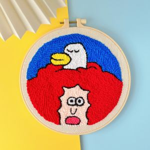 Cartoon Character Poke Embroidery DIY Handmade Wool Material Package Homemade Decorative Painting Kids Simple Embroidery Decoration Gift