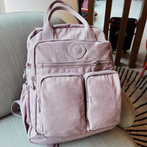 แฟชั่นกระเป๋าเป้สะพายหลังผู้หญิงหลายกระเป๋า Soft Handle สีทึบไนลอนกระเป๋าเป้สะพายหลังน้ําหนักเบากระเป๋าเป้สะพายหลังโรงเรียนสบายๆ