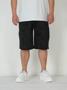 2XL-8XL กางเกงขาสั้นลายเขียวขาว Camouflage Shorts กางเกงขาสั้นวอร์มหลวม กางเกงผ้าสบายตัวระบายอากาศ ทรงขากว้างยืดหยุ่นได้