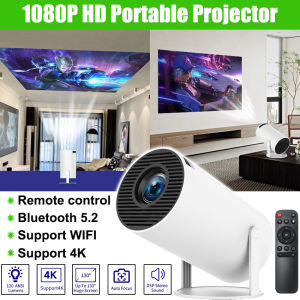 โปรเจ็คเตอร์ทรงกระบอกแบบพกพาสำหรับ HY300 1080P บ้านห้องนอนโปรเจคเตอร์โฮมเธียเตอร์4K โปรเจคเตอร์ตั้งแคมป์กลางแจ้ง