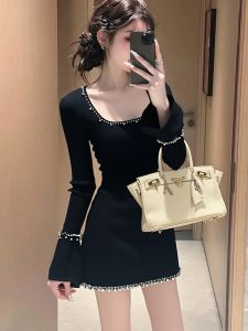 SHANGSHA | Autumn Luxurious Elegant Black Dress Suit