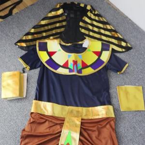 King Emperor Costumes Ancient Egypt Pharaoh Children Cosplay Outfits Glossy Gold Egyptian Priest Costume Halloween Party