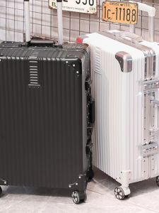 Korean Style Travel Suitcase Aluminum Frame Student Pull Rod Box  Password Box Pure Color Leather Box for Men And Women