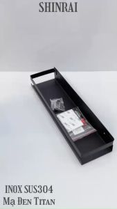 ( Dán Tường - Có Lỗ Khoan ) Kệ Đựng Dầu Gội Sữa Tắm Nhà Tắm  Đựng Gia Vị Bếp INOX SUS304 Siêu Dày 1.8mm Đen Titan