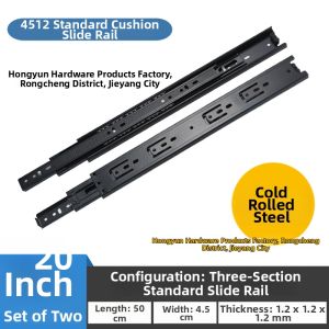 Stainless Steel and Cold Rolled Steel Soft Close Drawer Slide Damping Rails