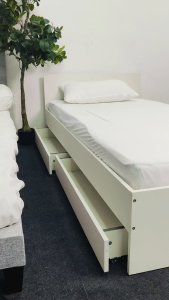 [FREE INSTALLATION] KENZZO: Wooden single bed frame with headboard/ super single bed frame/Pull out bed/storage bed