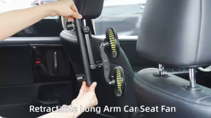 OATSBASF Car Fan Rear Seat Dual Fan Aluminum Alloy Support Rod USB Rechargeable Fan Air Cooling Fan With Car Charger
