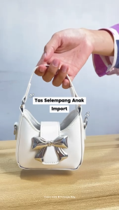 Tas Anak Perempuan Model Cute – Mini Handbag Pita Silver / Tas Selempang Fashion Kids