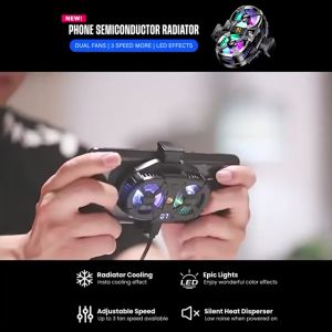 15W Universal Mobile Gaming Phone Cooler Radiator for Game  Livestream Phone Cooling Dual Fan