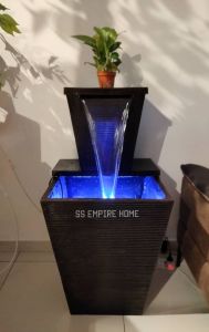 S4 Medium Brown Fiberglass Feng Shui Water Fountain Square Pond Kolam Air Garden Water Feature 风水流水喷泉瀑布池 Waterfall