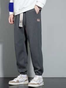 ROMON | กางเกงวอร์มลำลองทรงหลวมสำหรับผู้ชาย ฤดูใบไม้ร่วง/ฤดูหนาว กางเกงขายาวทรงหลวมสำหรับเล่นกีฬา ทรงหลวม กางเกงขายาวลำลอง