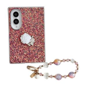szhaiyu | For Samsung Galaxy Z Fold 8 ZFold8 Wide Cute Flower Shockproof Case With Crystal Bracelet Chain Hinge Protection Strap Cover