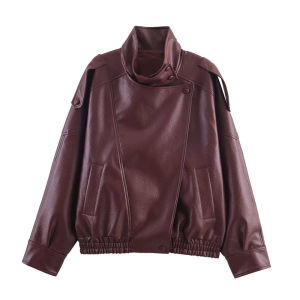 Womens Jacket 2026 New Faux Leather Jacket Autumn Winter Fashion Biker Retro Multi-Color Jacket