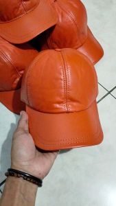 Topi baseball kulit asli warna orange PKS