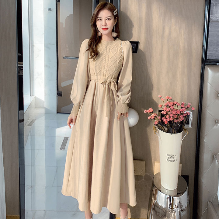 Váy len nữ thu đông cao cổ phong cách Hàn Quốc LEK356 (Đỏ)
