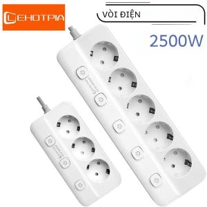 Phích Cắm EU Dán Cường Lực Với 5 Ổ Cắm Điện Dây Nối Dài Multitap Ổ Cắm Công Tắc Điều Khiển Độc Lập Mạng Lọc Bộ Chuyển Đổi Điện Cho Sử Dụng Thương Mại & Dân Gian