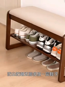 80CM/55CM Oak Wood Shoe Bench Shoe Changing Bench Shoe Rack with Seat  rak kasut ikea  鞋柜